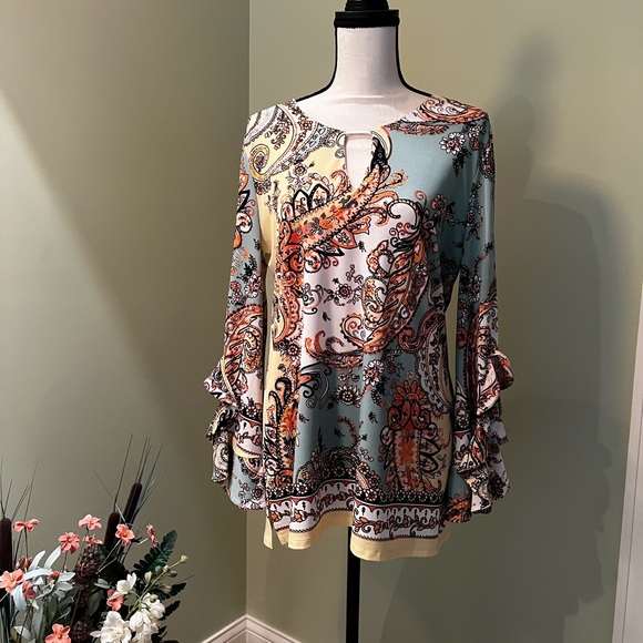 EUC Melissa Paige Paisley Print Tunic, Size L - Picture 1 of 5